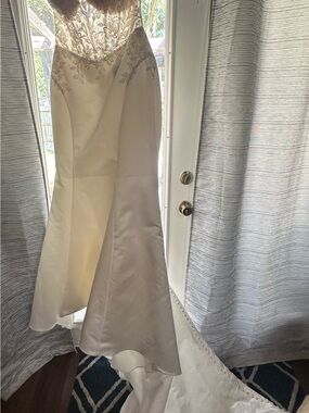 Stella York Ivory Satin Mermaid Wedding Dress with Lace Bodice